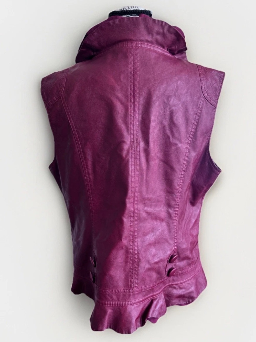montanaco red ruffle faux leather zip up vest XL - Picture 3 of 13